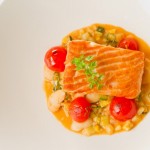 Salmon with butterbean succotash